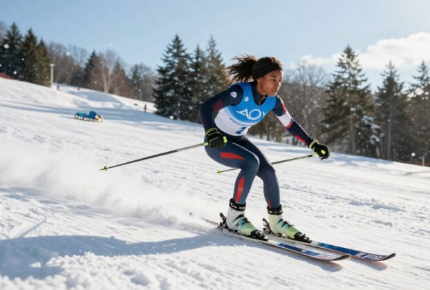 dificil negro praticar esportes de inverno como atleta